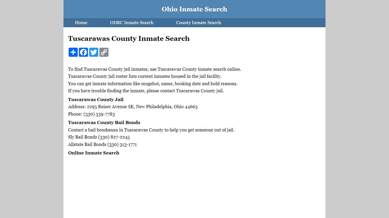 Tuscarawas County Inmate Search